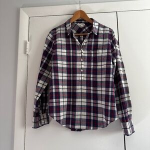 J. Crew Factory linen feel size L plaid pop over